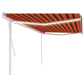 Toldo manual retráctil con luz LED naranja y marrón 5x3 m de vidaXL, Toldos - Ref: Foro24-3069985, Precio: 519,54 €, Descuent...