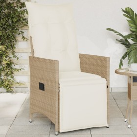 Silla de jardín reclinable con cojines ratán sintético beige de vidaXL, Sillas de jardín - Ref: Foro24-365662, Precio: 119,99...