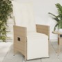 Reclining garden chair with beige synthetic rattan cushions by vidaXL, Garden chairs - Ref: Foro24-365662, Price: 130,40 €, D...