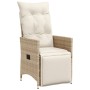 Reclining garden chair with beige synthetic rattan cushions by vidaXL, Garden chairs - Ref: Foro24-365662, Price: 130,40 €, D...