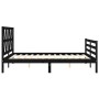 Estructura cama de matrimonio con cabecero madera maciza negro de vidaXL, Camas y somieres - Ref: Foro24-3194385, Precio: 163...