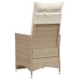 Silla de jardín reclinable con cojines ratán sintético beige de vidaXL, Sillas de jardín - Ref: Foro24-365662, Precio: 130,40...