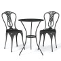 Mesa y sillas de bistró 3 piezas aluminio fundido negro de vidaXL, Conjuntos de jardín - Ref: Foro24-317754, Precio: 171,46 €...