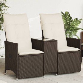 Reclining 2-seater garden sofa with brown PE rattan table by vidaXL, Outdoor sofas - Ref: Foro24-365711, Price: 244,99 €, Dis...