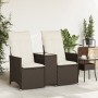 Reclining 2-seater garden sofa with brown PE rattan table by vidaXL, Outdoor sofas - Ref: Foro24-365711, Price: 244,36 €, Dis...