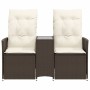 Reclining 2-seater garden sofa with brown PE rattan table by vidaXL, Outdoor sofas - Ref: Foro24-365711, Price: 244,36 €, Dis...