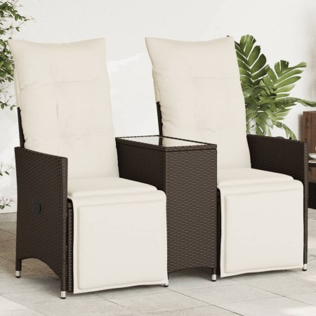 2-seater reclining garden sofa with brown PE rattan table by vidaXL, Outdoor sofas - Ref: Foro24-365716, Price: 267,99 €, Dis...