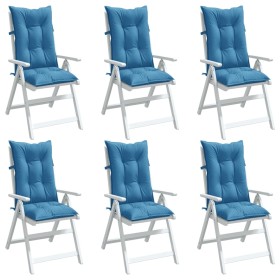 Cojines silla respaldo alto 6 uds tela azul melange 120x50x7 cm de vidaXL, Cojines para sillas y sofás - Ref: Foro24-4002360,...