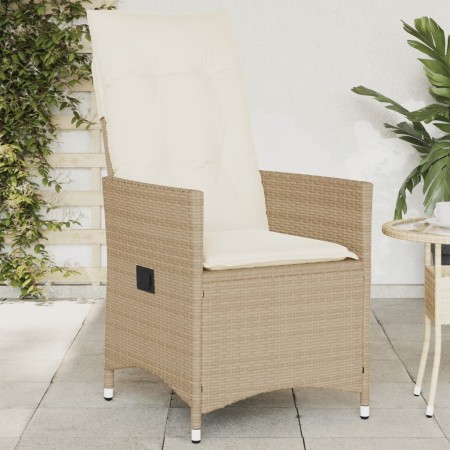 Silla de jardín reclinable con cojines ratán sintético beige de vidaXL, Sillas de jardín - Ref: Foro24-365641, Precio: 123,03...