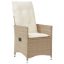 Silla de jardín reclinable con cojines ratán sintético beige de vidaXL, Sillas de jardín - Ref: Foro24-365641, Precio: 123,03...