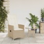 Reclining garden chair with beige synthetic rattan cushions by vidaXL, Garden chairs - Ref: Foro24-365641, Price: 123,03 €, D...