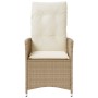 Silla de jardín reclinable con cojines ratán sintético beige de vidaXL, Sillas de jardín - Ref: Foro24-365641, Precio: 123,03...