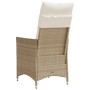 Silla de jardín reclinable con cojines ratán sintético beige de vidaXL, Sillas de jardín - Ref: Foro24-365641, Precio: 123,03...