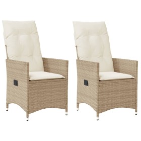 Garden recliners with beige cushions 2 pcs PE rattan by vidaXL, Garden chairs - Ref: Foro24-365648, Price: 240,41 €, Discount: %