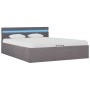 Hydraulisches Canape-Bett mit LED-Aufbewahrung, taupefarbener Stoff, 120 x 200 cm von vidaXL, Betten und Lattenroste - Ref: F...