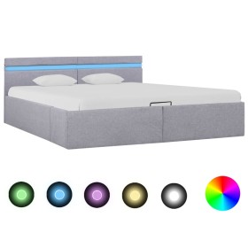 Cama hidráulica con almacenaje y LED tela gris claro 180x200cm de vidaXL, Camas y somieres - Ref: Foro24-285611, Precio: 354,...