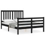 Estructura cama de matrimonio con cabecero madera maciza negro de vidaXL, Camas y somieres - Ref: Foro24-3194225, Precio: 191...