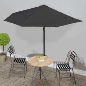 Sombrilla balcón semicircular palo aluminio negro 300x155x223cm de vidaXL, Sombrillas - Ref: Foro24-312504, Precio: 48,99 €, ...