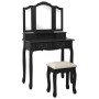 Dressing table and stool set made of black paulownia wood, measuring 80x69x141 cm. by vidaXL, Bedroom Dressers - Ref: Foro24-...