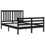 Double bed frame with black solid wood headboard by vidaXL, Beds and slatted bases - Ref: Foro24-3194225, Price: 191,37 €, Di...