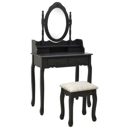 Black paulownia wood dressing table and stool set 75x69x140 cm by vidaXL, Bedroom Dressers - Ref: Foro24-289316, Price: 189,9...