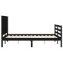 Double bed frame with black solid wood headboard by vidaXL, Beds and slatted bases - Ref: Foro24-3194225, Price: 191,37 €, Di...