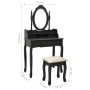 Black paulownia wood dressing table and stool set 75x69x140 cm by vidaXL, Bedroom Dressers - Ref: Foro24-289316, Price: 189,9...