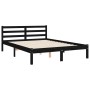 Double bed frame with black solid wood headboard by vidaXL, Beds and slatted bases - Ref: Foro24-3194225, Price: 191,37 €, Di...