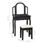 Dresser and stool made of black paulownia wood, measuring 65x36x128 cm. by vidaXL, Bedroom Dressers - Ref: Foro24-289336, Pri...