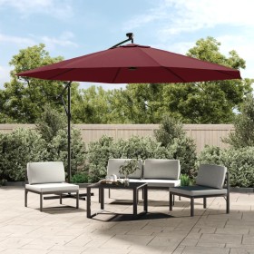 Cantilever umbrella with burgundy red LED lights 350 cm by vidaXL, Umbrellas - Ref: Foro24-313782, Price: 131,41 €, Discount: %