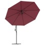 Cantilever umbrella with burgundy red LED lights 350 cm by vidaXL, Umbrellas - Ref: Foro24-313782, Price: 130,41 €, Discount: %