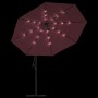 Cantilever umbrella with burgundy red LED lights 350 cm by vidaXL, Umbrellas - Ref: Foro24-313782, Price: 130,41 €, Discount: %