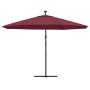 Cantilever umbrella with burgundy red LED lights 350 cm by vidaXL, Umbrellas - Ref: Foro24-313782, Price: 130,41 €, Discount: %