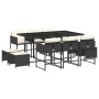 Set de comedor jardín 11 pzas con cojines ratán sintético negro de vidaXL, Conjuntos de jardín - Ref: Foro24-3278093, Precio:...