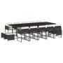 Set comedor de jardín con cojines 15 pzas ratán sintético negro de vidaXL, Conjuntos de jardín - Ref: Foro24-3278117, Precio:...