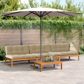 Gartenpaletten-Sofagarnitur und Kissen 4-teilig aus Akazienholz von vidaXL, Outdoor-Sofas - Ref: Foro24-3209453, Preis: 604,9...