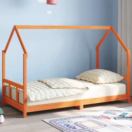 Estructura de cama infantil madera de pino marrón cera 90x190cm de vidaXL, Cunas y camas para niños - Ref: Foro24-847137, Pre...