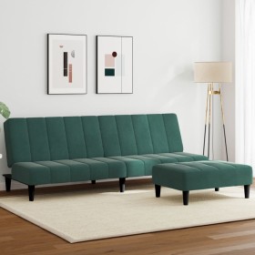 Sofá cama de 2 plazas con taburete terciopelo verde oscuro de vidaXL, Sofás - Ref: Foro24-3258094, Precio: 293,29 €, Descuent...