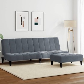 Sofá cama de 2 plazas con taburete terciopelo gris oscuro de vidaXL, Sofás - Ref: Foro24-3258093, Precio: 308,99 €, Descuento: %