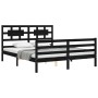 Double bed frame with black solid wood headboard by vidaXL, Beds and slatted bases - Ref: Foro24-3194450, Price: 167,44 €, Di...