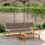 Central sofas made of garden pallets and 2 pcs acacia wood cushions by vidaXL, Outdoor sofas - Ref: Foro24-3209485, Price: 36...