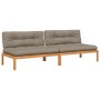 Zentrale Sofas aus Gartenpaletten und 2 Kissen aus Akazienholz von vidaXL, Outdoor-Sofas - Ref: Foro24-3209485, Preis: 362,00...