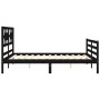 Double bed frame with black solid wood headboard by vidaXL, Beds and slatted bases - Ref: Foro24-3194450, Price: 167,44 €, Di...