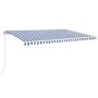 Toldo retráctil manual con LED azul y blanco 500x350 cm de vidaXL, Toldos - Ref: Foro24-3069021, Precio: 481,30 €, Descuento: %