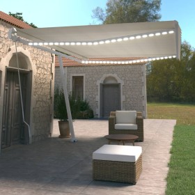 Toldo retráctil manual con luz LED crema 500x350 cm de vidaXL, Toldos - Ref: Foro24-3069662, Precio: 592,99 €, Descuento: %