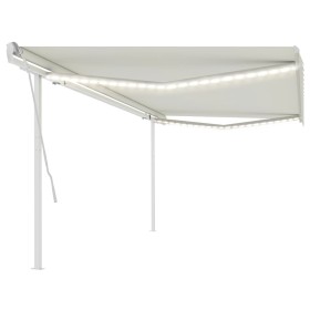 Manual retractable awning with cream LED light 5x3.5 m by vidaXL, Awnings - Ref: Foro24-3070062, Price: 572,62 €, Discount: %