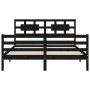 Double bed frame with black solid wood headboard by vidaXL, Beds and slatted bases - Ref: Foro24-3194450, Price: 167,44 €, Di...