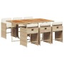 Set comedor de jardín 7 pzas con cojines ratán sintético beige de vidaXL, Conjuntos de jardín - Ref: Foro24-3277863, Precio: ...