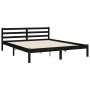 Double bed frame with black solid wood headboard by vidaXL, Beds and slatted bases - Ref: Foro24-3194450, Price: 167,44 €, Di...