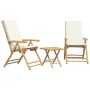 3-teiliges Klapp-Bistro-Set aus Bambus mit cremeweißen Kissen von vidaXL, Gartensets - Ref: Foro24-3208931, Preis: 241,49 €, ...